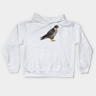 Peregrine falcon bird cartoon illustration Kids Hoodie